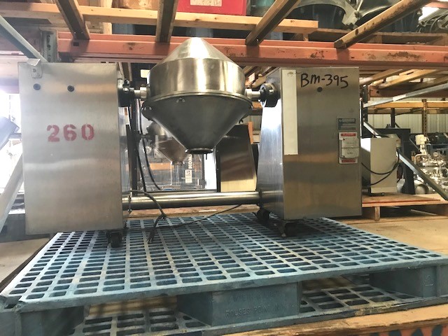***SOLD*** Used Gemco Model LB-85687 Double Cone Blender/Mixer. 16 Quart, approx. .5 CU.FT.  Stainless steel. Shell is 14